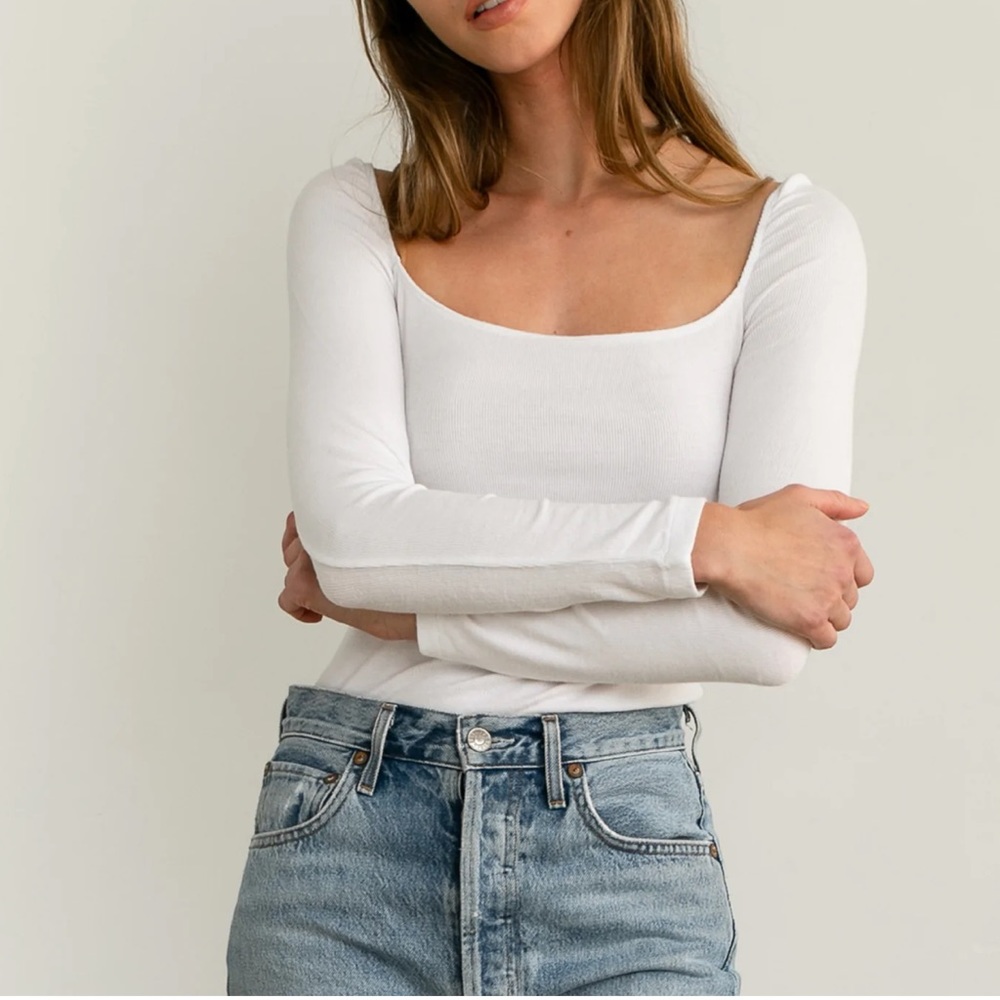Slim Fitting Long Sleeve Almina Concept Medium Black Square Neck